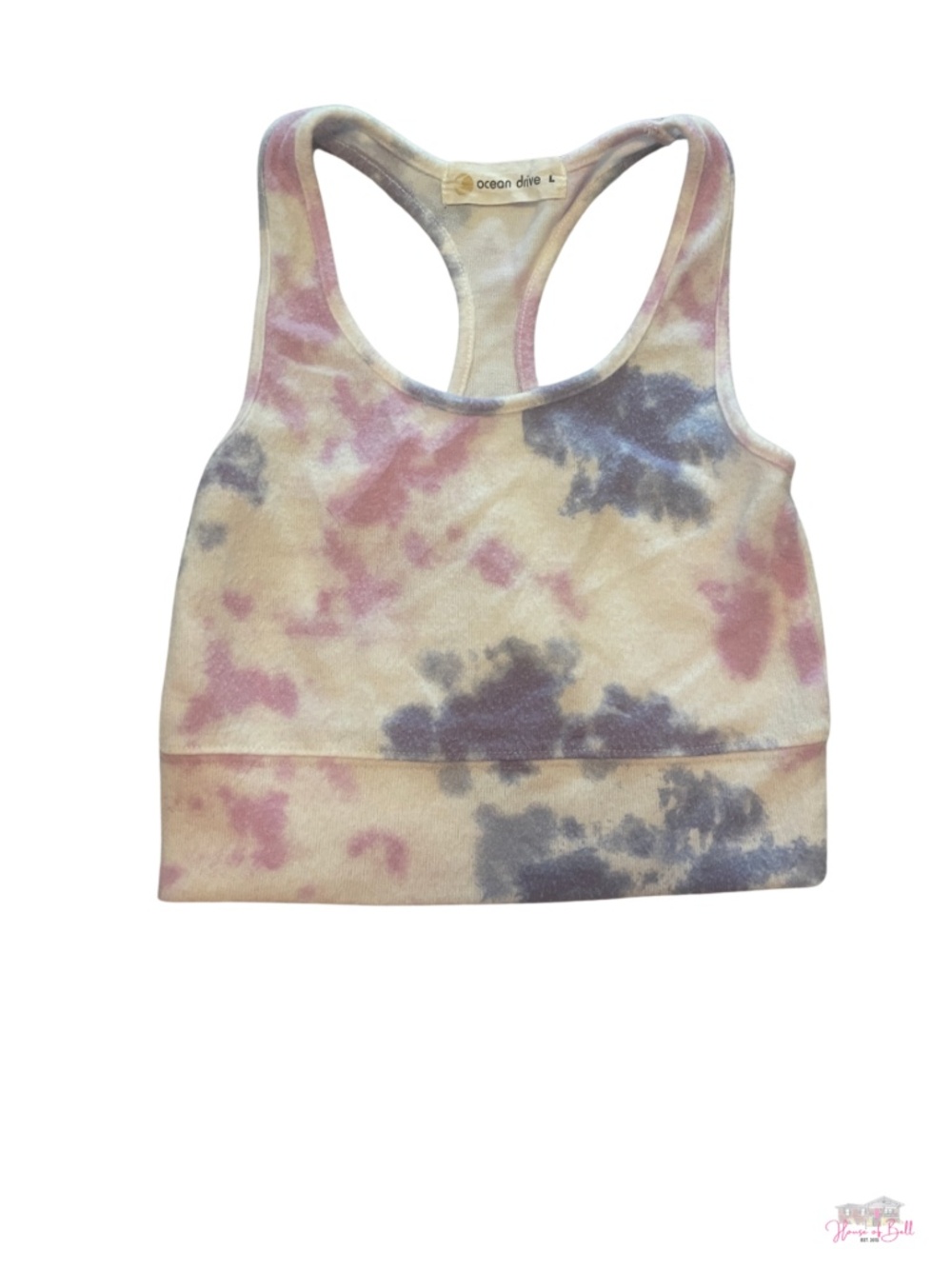 Ocean Drive Pastel Tie Dye Racerback Crop Tank Top Bralette Soft Knit L